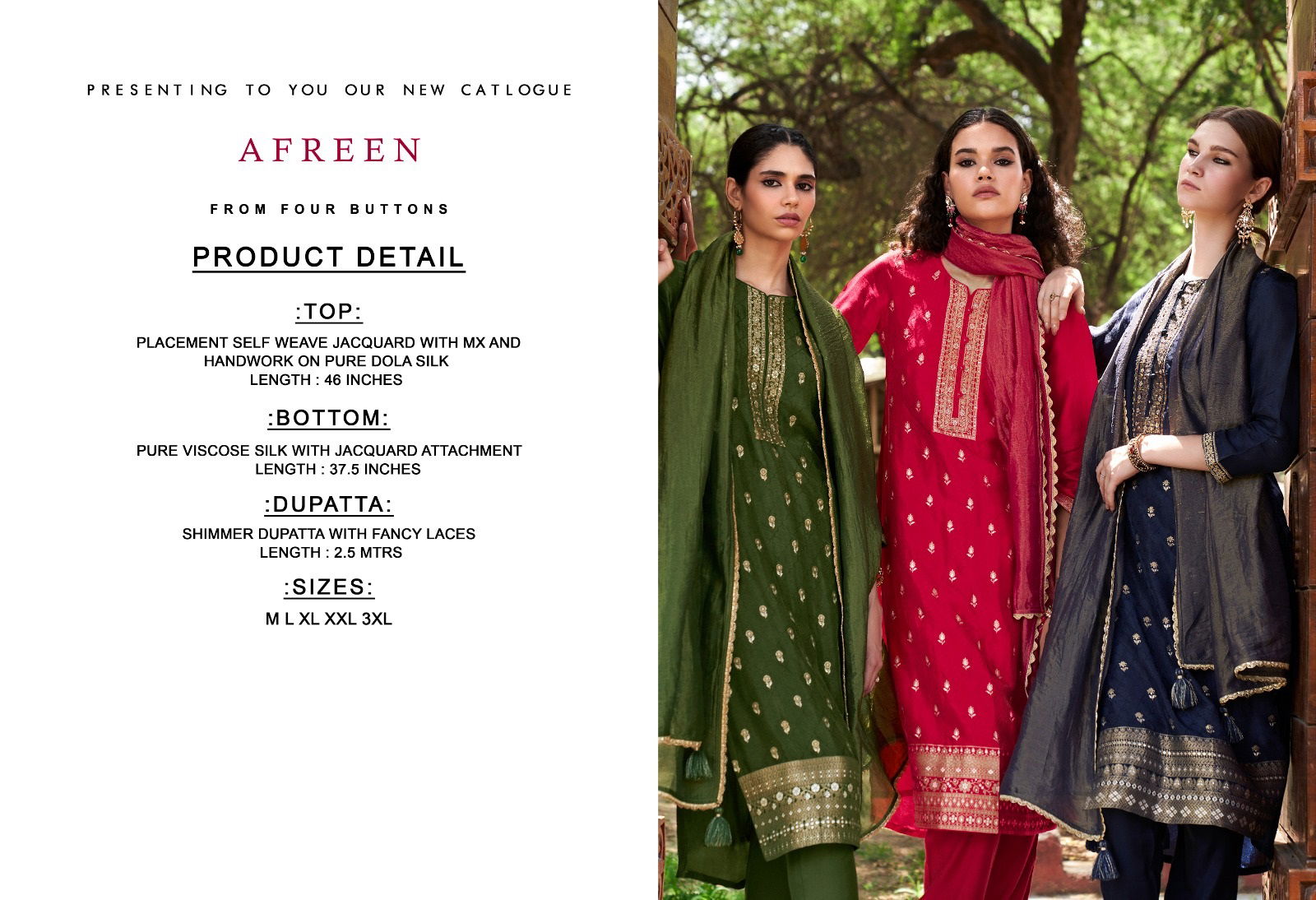 Four Buttons Afreen Jacquard Readymade Suits Catalog
